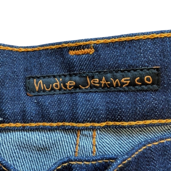 Nudie Jeans Thin Finn Jeans Dry Ecru Embo Dark Blue Wash Men's size 32 x 34 - Picture 7 of 15